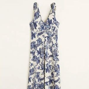 Floral print long dress - Blue & White